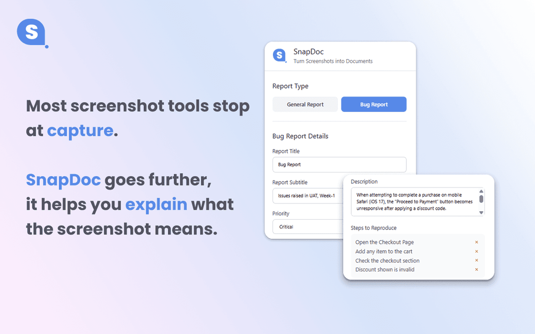 SnapDoc: Free Screenshot to PDF Chrome Extension | Bug Report Tool